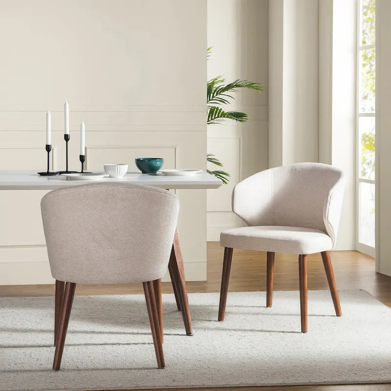 Nina Mid-Century Modern Dining Chair with Wing Back Solid Wood Legs Set of 2 by HULALA HOME