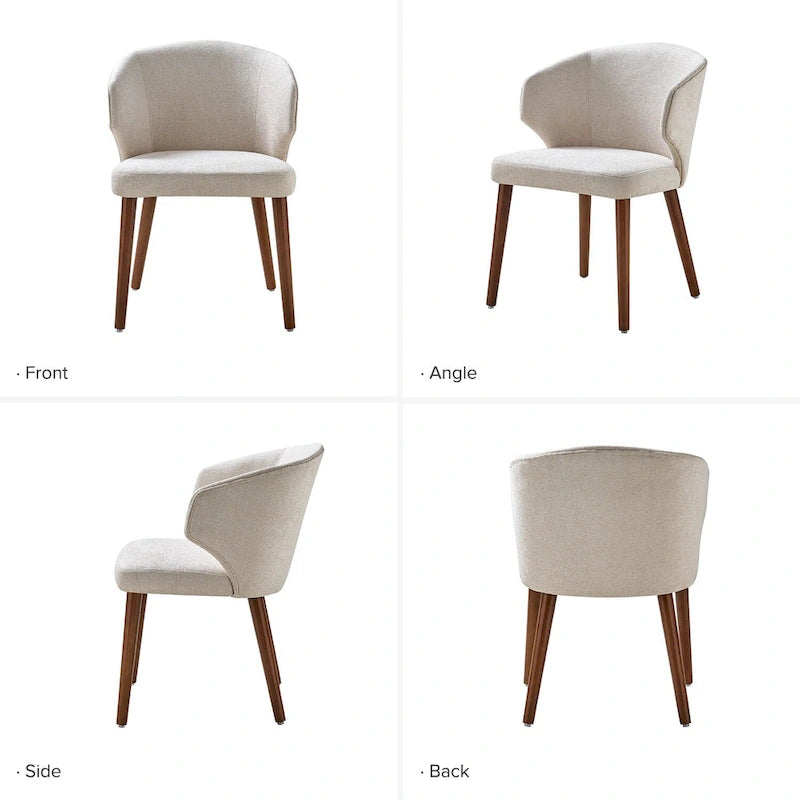 Nina Mid-Century Modern Dining Chair with Wing Back Solid Wood Legs Set of 2 by HULALA HOME
