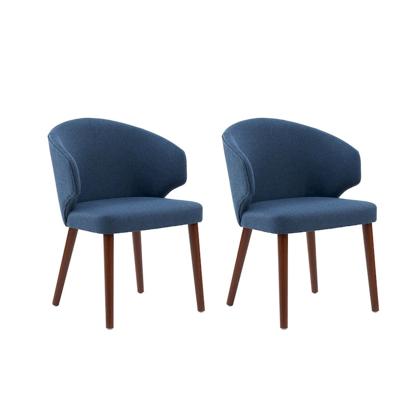 Nina Mid-Century Modern Dining Chair with Wing Back Solid Wood Legs Set of 2 by HULALA HOME