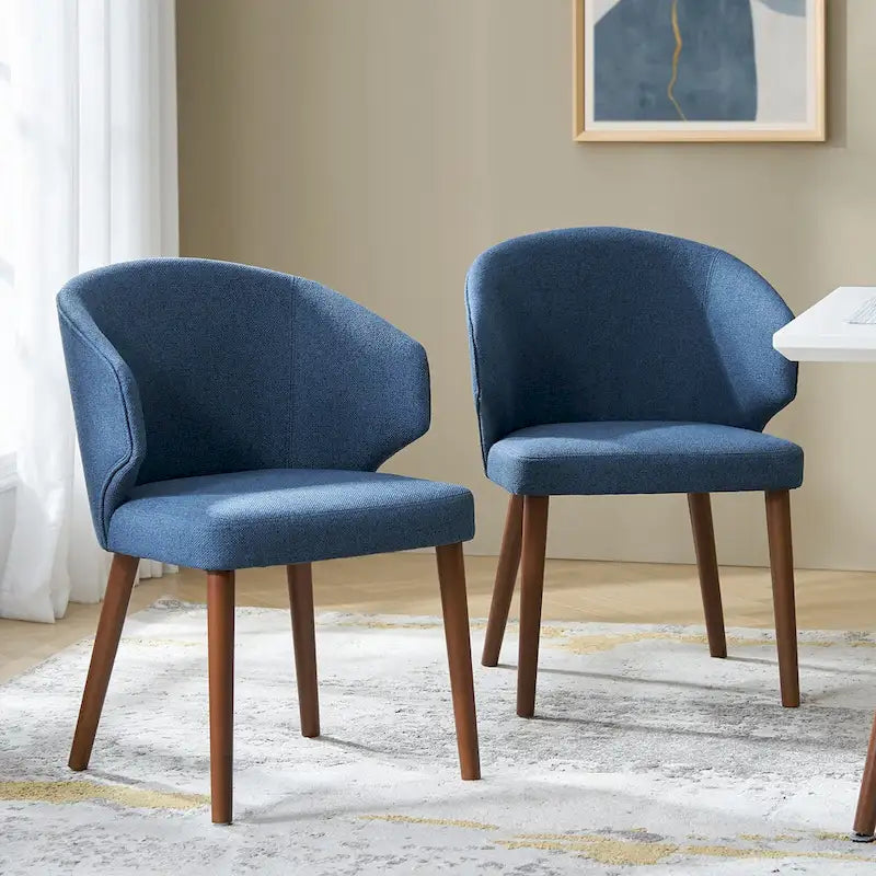 Nina Mid-Century Modern Dining Chair with Wing Back Solid Wood Legs Set of 2 by HULALA HOME