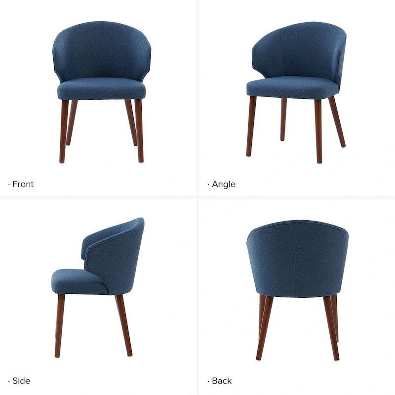 Nina Mid-Century Modern Dining Chair with Wing Back Solid Wood Legs Set of 2 by HULALA HOME