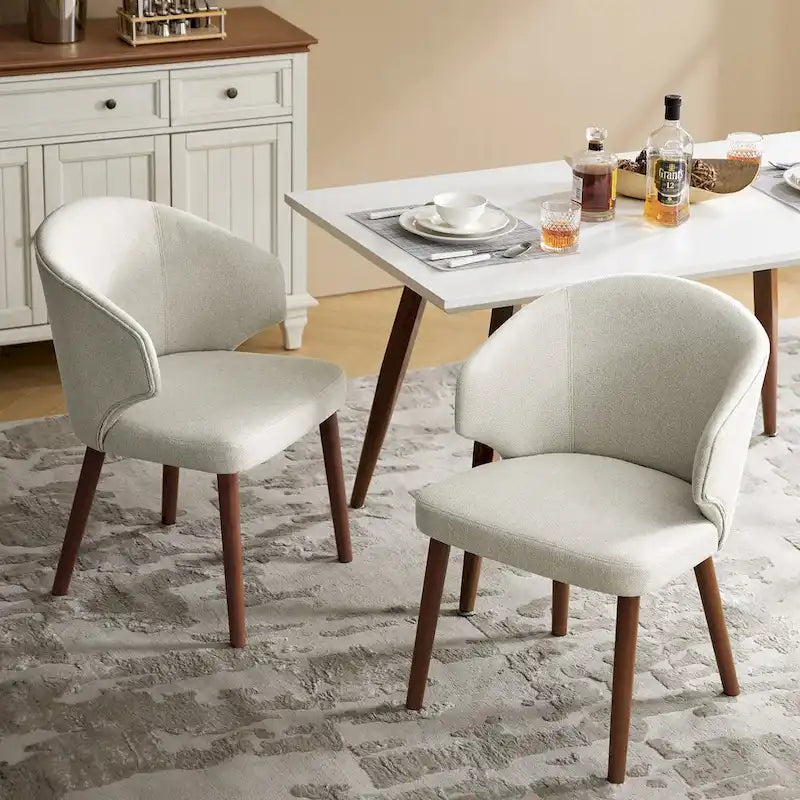 Nina Mid-Century Modern Dining Chair with Wing Back Solid Wood Legs Set of 2 by HULALA HOME