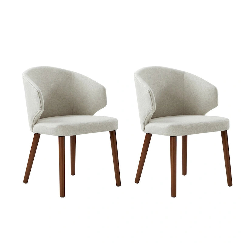 Nina Mid-Century Modern Dining Chair with Wing Back Solid Wood Legs Set of 2 by HULALA HOME
