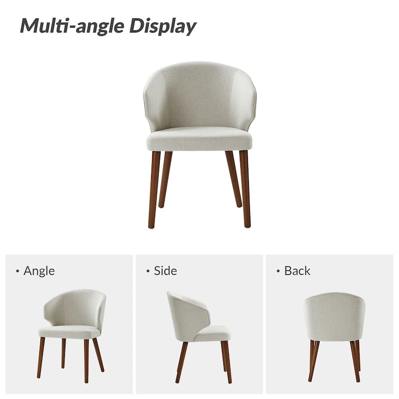 Nina Mid-Century Modern Dining Chair with Wing Back Solid Wood Legs Set of 2 by HULALA HOME