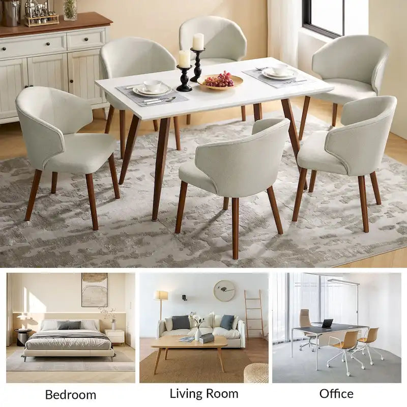 Nina Mid-Century Modern Dining Chair with Wing Back Solid Wood Legs Set of 2 by HULALA HOME