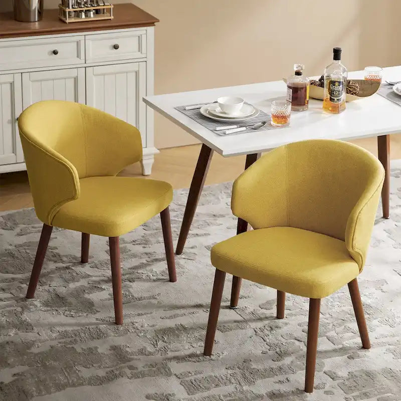 Nina Mid-Century Modern Dining Chair with Wing Back Solid Wood Legs Set of 2 by HULALA HOME