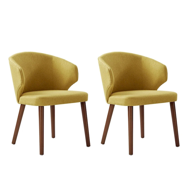 Nina Mid-Century Modern Dining Chair with Wing Back Solid Wood Legs Set of 2 by HULALA HOME