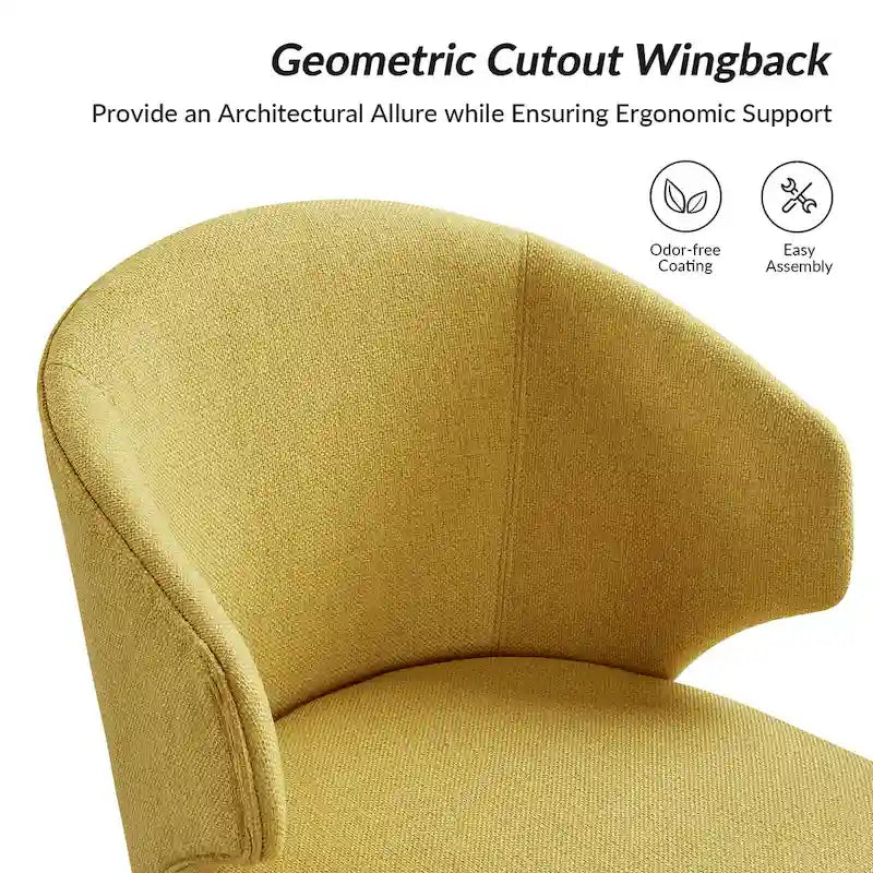 Nina Mid-Century Modern Dining Chair with Wing Back Solid Wood Legs Set of 2 by HULALA HOME