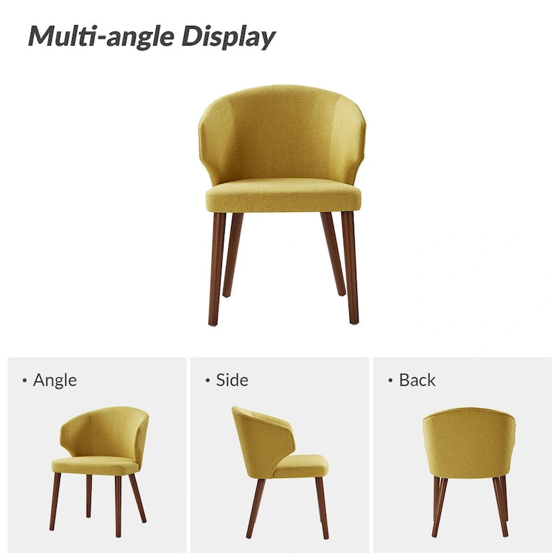 Nina Mid-Century Modern Dining Chair with Wing Back Solid Wood Legs Set of 2 by HULALA HOME
