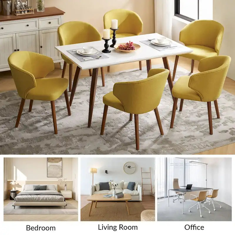 Nina Mid-Century Modern Dining Chair with Wing Back Solid Wood Legs Set of 2 by HULALA HOME