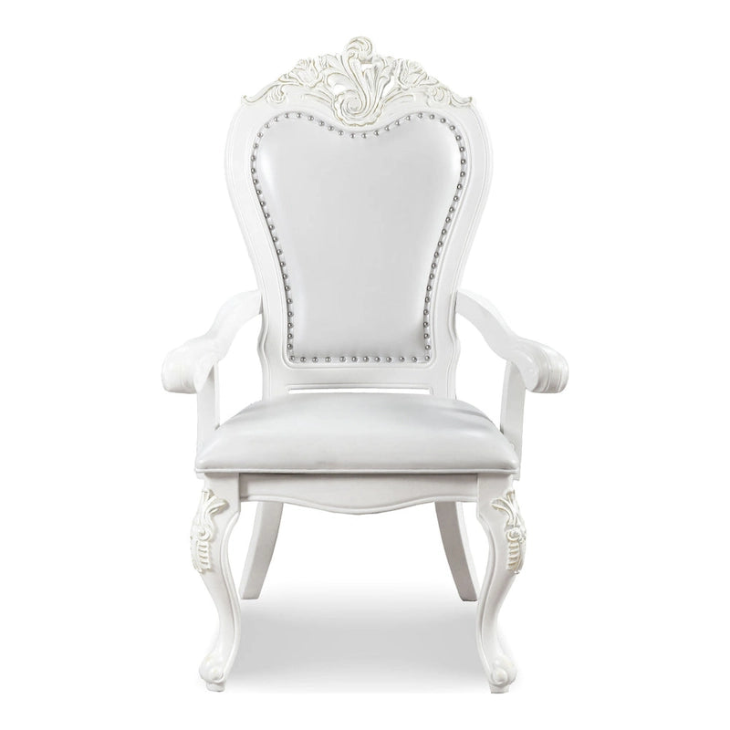 Furniture of America Eugene Traditional Solid Wood Dining Arm Chairs with Nailhead Trim and Cabriole Legs (Set of 2)