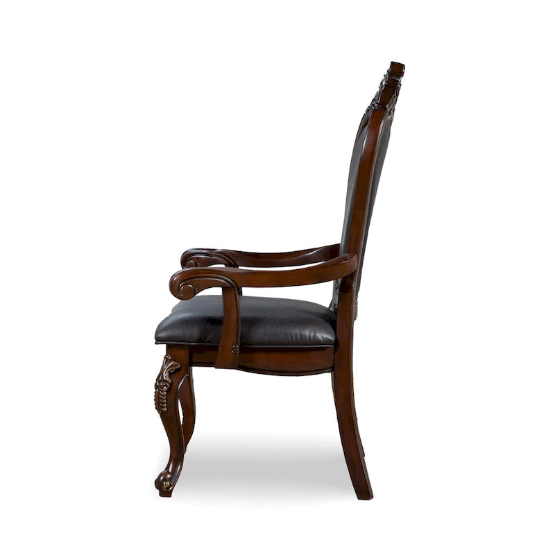 Furniture of America Eugene Traditional Solid Wood Dining Arm Chairs with Nailhead Trim and Cabriole Legs (Set of 2)