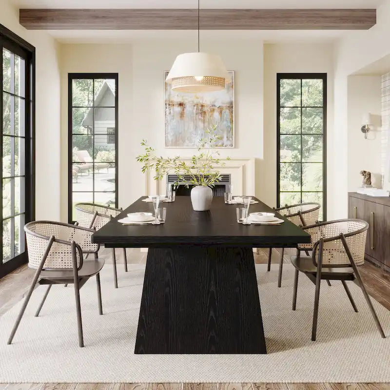 63 Inches Modern Dining Table for 4-6, Wood Kitchen Dinner Table