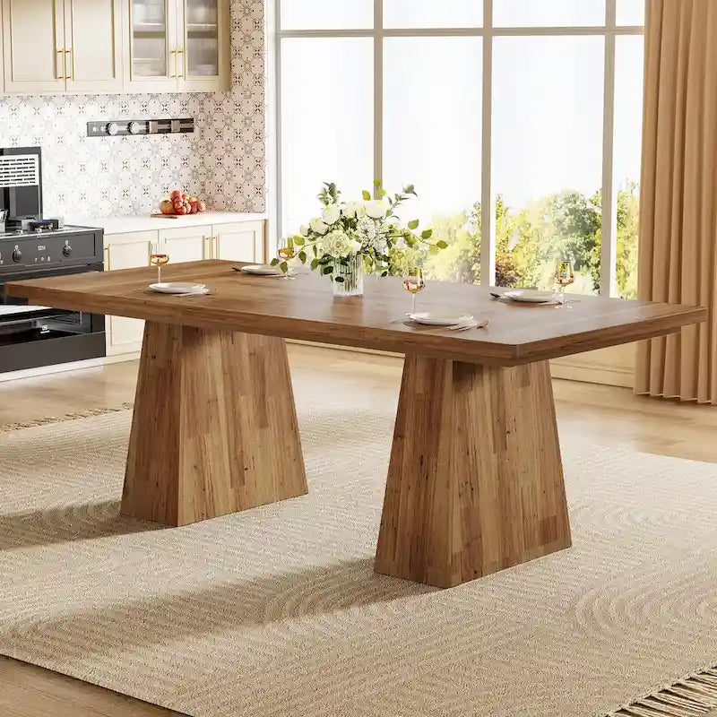 63 Inches Modern Dining Table for 4-6, Wood Kitchen Dinner Table