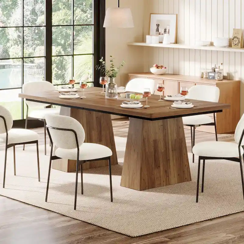 63 Inches Modern Dining Table for 4-6, Wood Kitchen Dinner Table