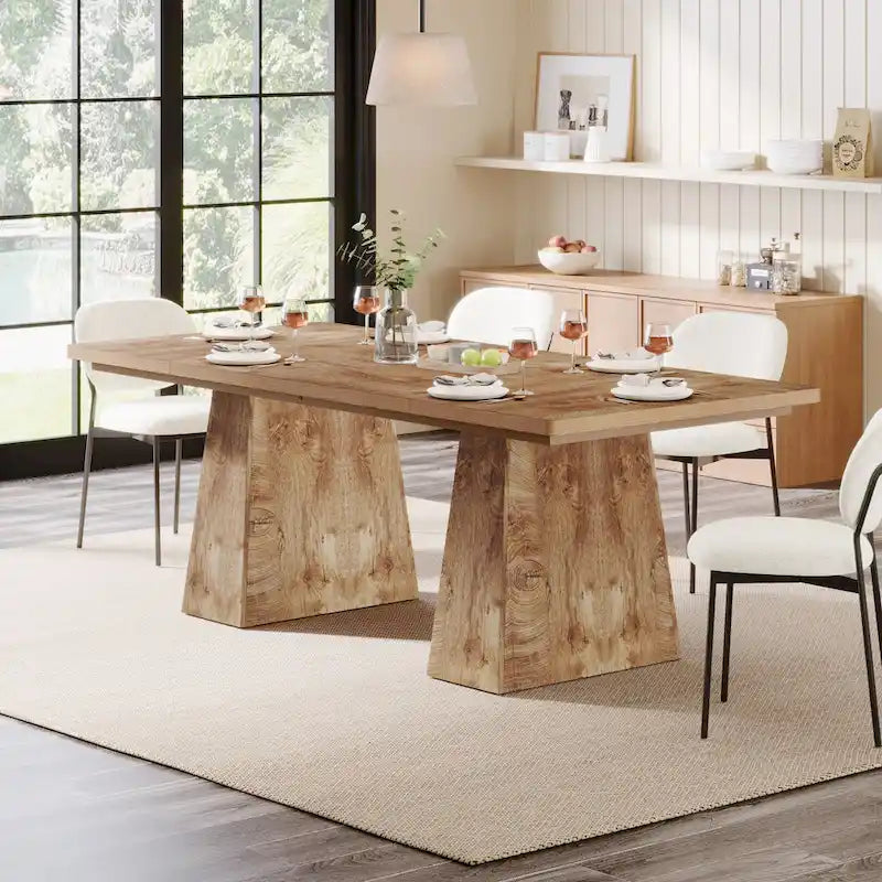 63 Inches Modern Dining Table for 4-6, Wood Kitchen Dinner Table