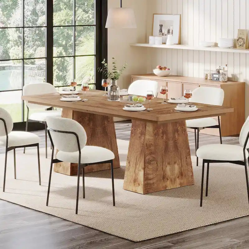 63 Inches Modern Dining Table for 4-6, Wood Kitchen Dinner Table