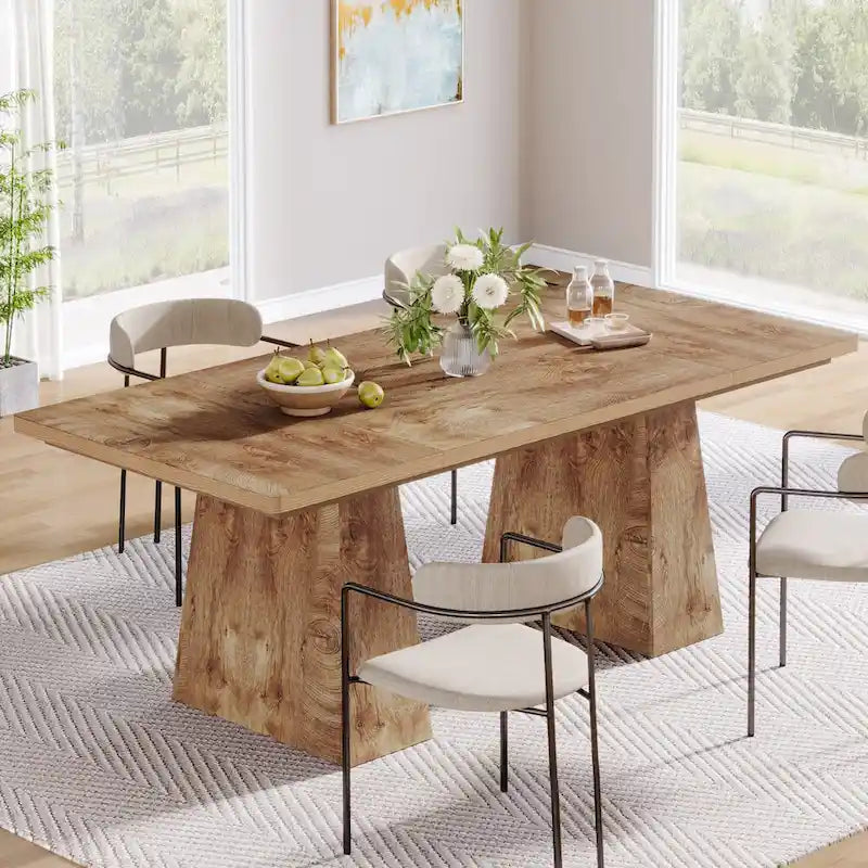 63 Inches Modern Dining Table for 4-6, Wood Kitchen Dinner Table