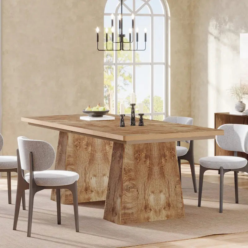63 Inches Modern Dining Table for 4-6, Wood Kitchen Dinner Table