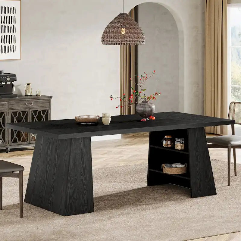 63 Inches Modern Dining Table for 4-6, Wood Kitchen Dinner Table