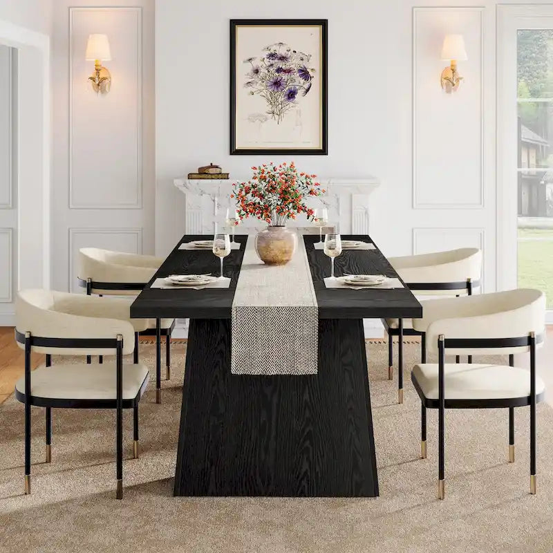 63 Inches Modern Dining Table for 4-6, Wood Kitchen Dinner Table