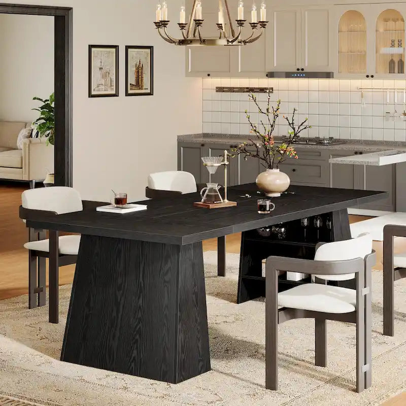 63 Inches Modern Dining Table for 4-6, Wood Kitchen Dinner Table