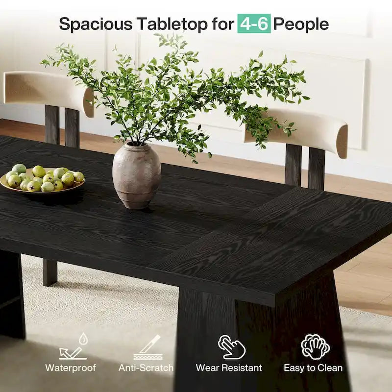 63 Inches Modern Dining Table for 4-6, Wood Kitchen Dinner Table