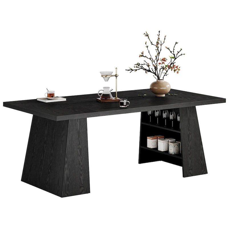 63 Inches Modern Dining Table for 4-6, Wood Kitchen Dinner Table