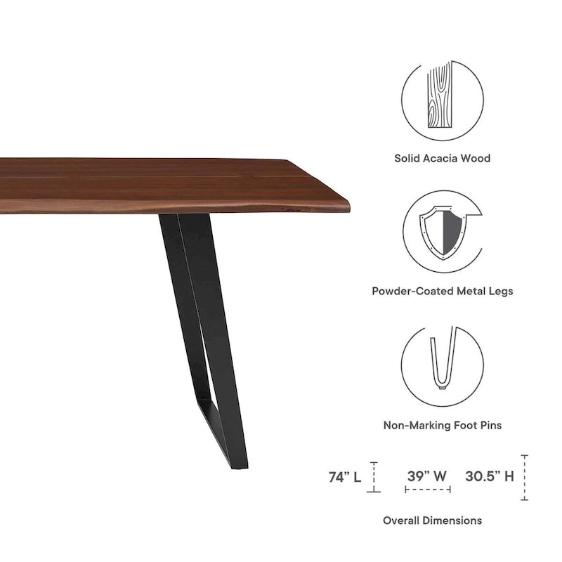Viggo 74 Live Edge Acacia Wood Dining Table