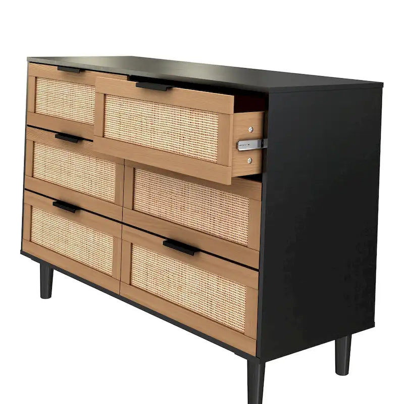 Accent Storage Cabinet 6-drawers Rattan dresser Rattan Drawer
