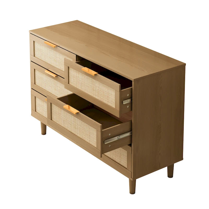 Accent Storage Cabinet 6-drawers Rattan dresser Rattan Drawer