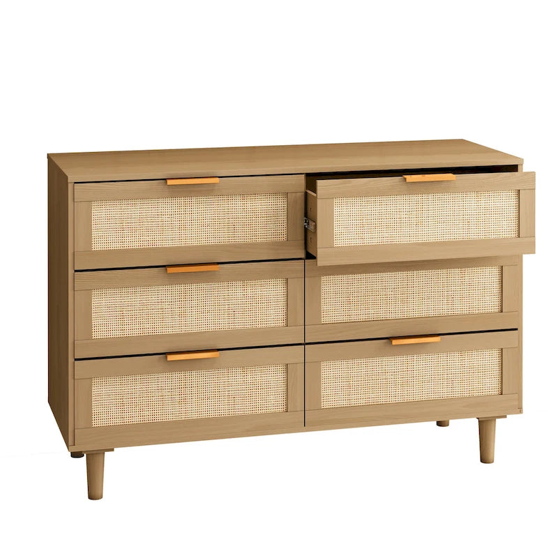Accent Storage Cabinet 6-drawers Rattan dresser Rattan Drawer