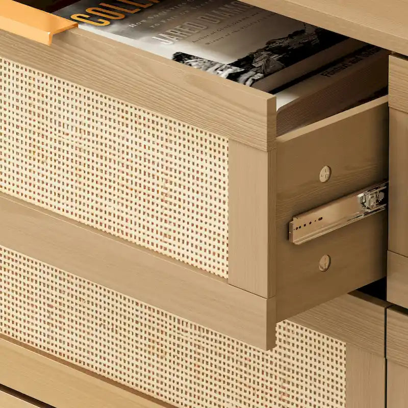 Accent Storage Cabinet 6-drawers Rattan dresser Rattan Drawer