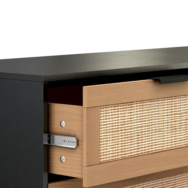 Accent Storage Cabinet 6-drawers Rattan dresser Rattan Drawer