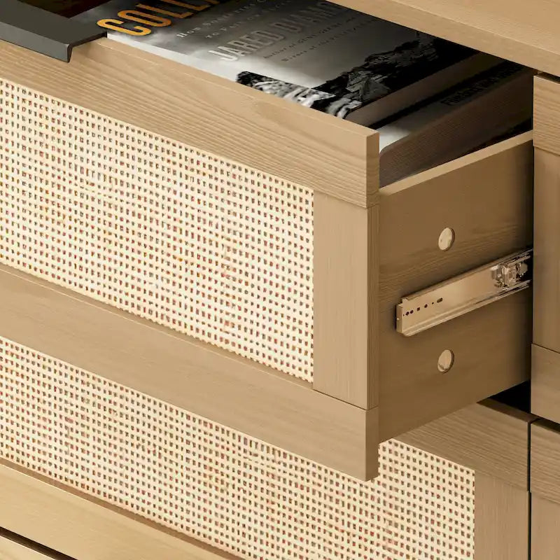 Accent Storage Cabinet 6-drawers Rattan dresser Rattan Drawer