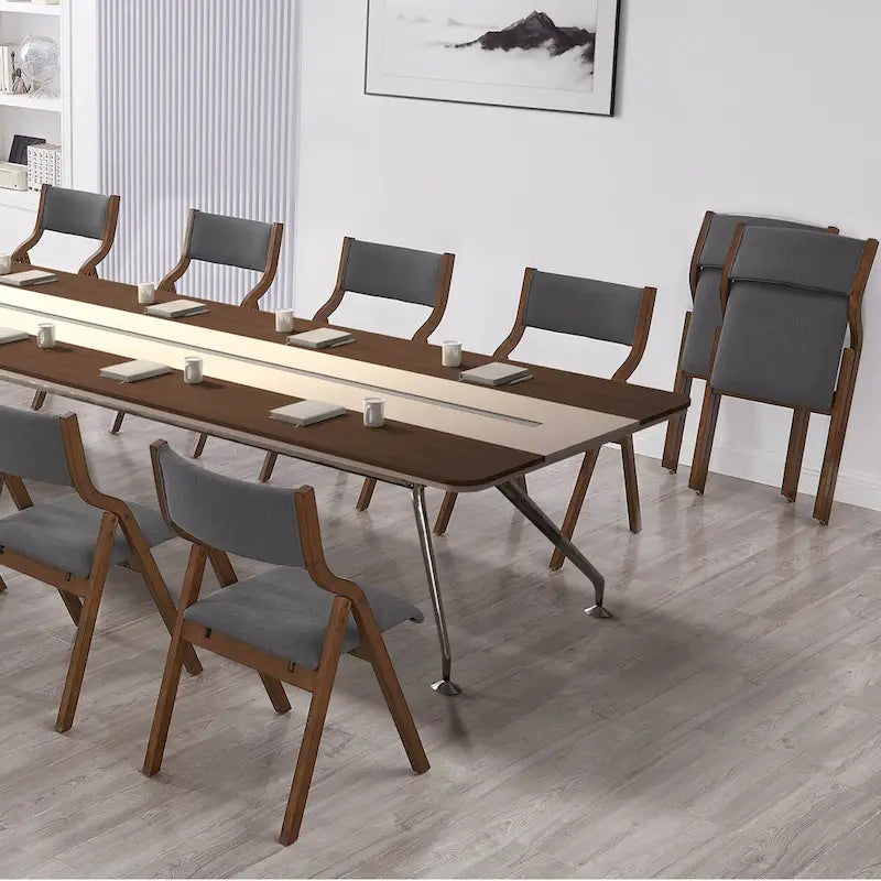 Set of 2 Upholstered Folding Dining Chairs - Space-Saving & Portable Design for Dining Room - Elegant Walnut Finish