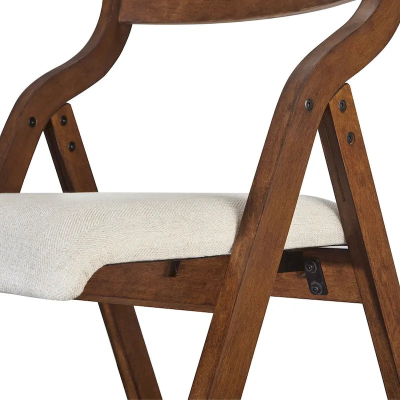 Set of 2 Upholstered Folding Dining Chairs - Space-Saving & Portable Design for Dining Room - Elegant Walnut Finish