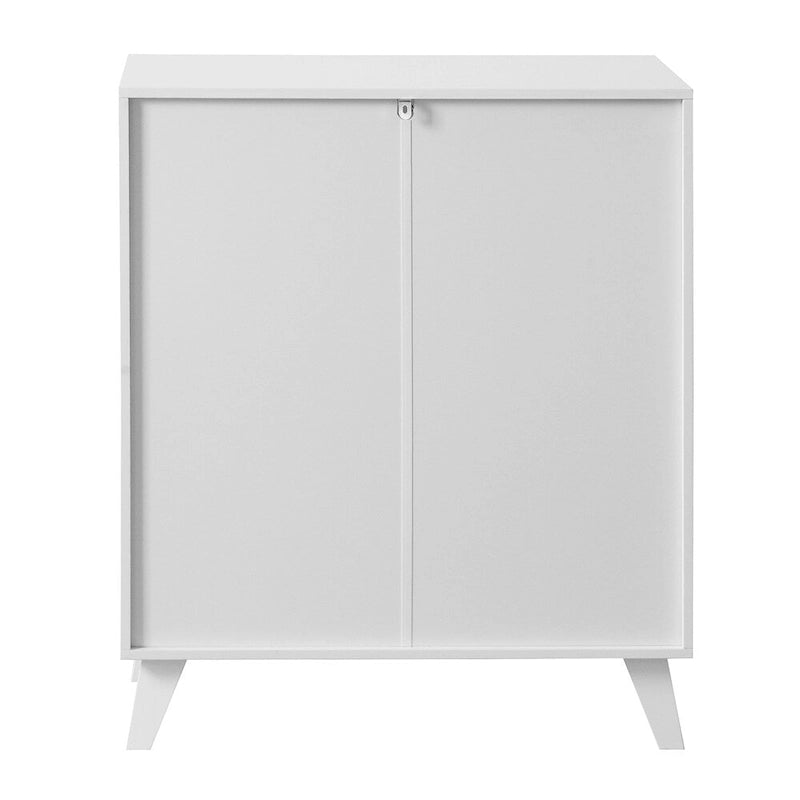Modern Wood Bathroom Cabinet with 2 Glass Doors and Adjustable Shelf