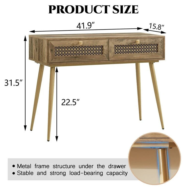 41.9 Wood 2-Drawer Entryway Console Table