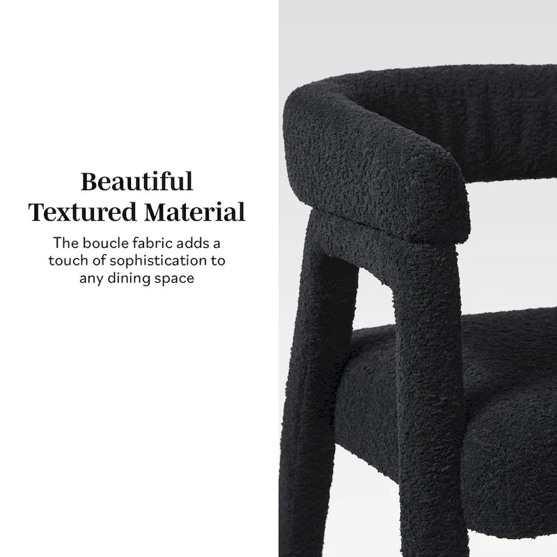 Middlebrook Modern Boucle Curved Solid Wood Dining Chair (Set of 2)
