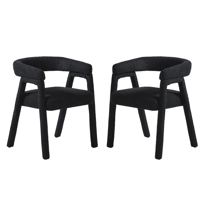 Middlebrook Modern Boucle Curved Solid Wood Dining Chair (Set of 2)