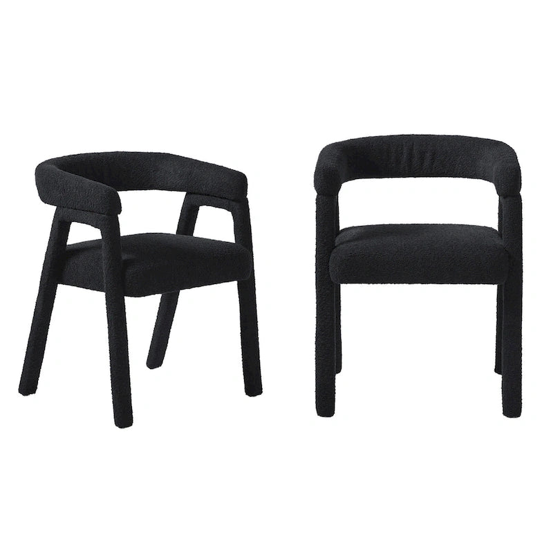 Middlebrook Modern Boucle Curved Solid Wood Dining Chair (Set of 2)
