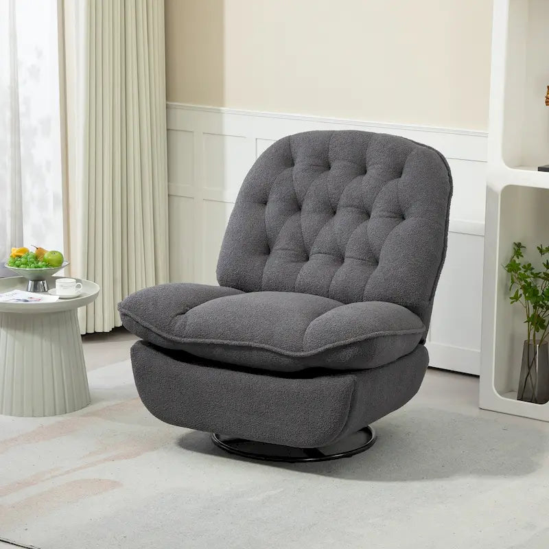 Modern Chenille 360-Degree Swivel Recliner, Set of 1