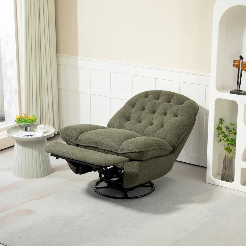 Modern Chenille 360-Degree Swivel Recliner, Set of 1