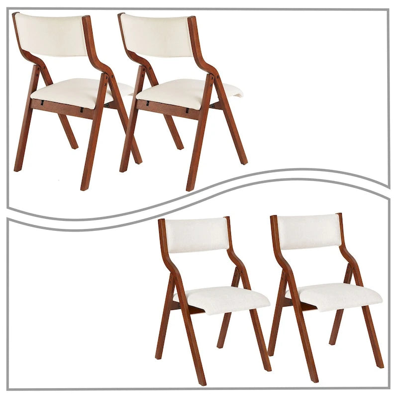 Vintage Fabric Upholstered Foldable Chairs, Set of 2