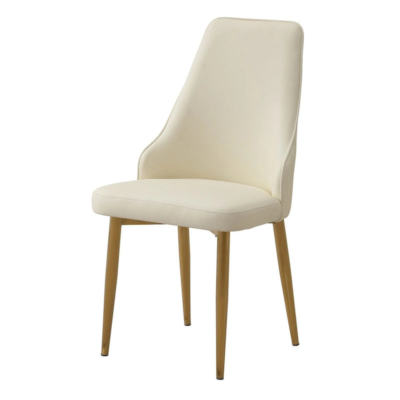 Dining Chair with PU Leather White strong metal legs for Living Room Dining Room Reception Room (Set of 2)