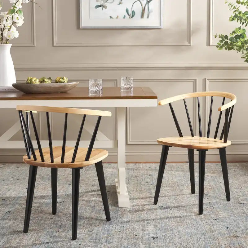SAFAVIEH Home Blanchard 18-inch Curved Spindle Side Chair [SET of 2] - 21W x 21D x 30H