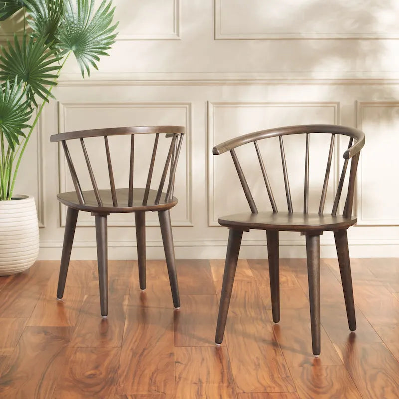 SAFAVIEH Home Blanchard 18-inch Curved Spindle Side Chair [SET of 2] - 21W x 21D x 30H
